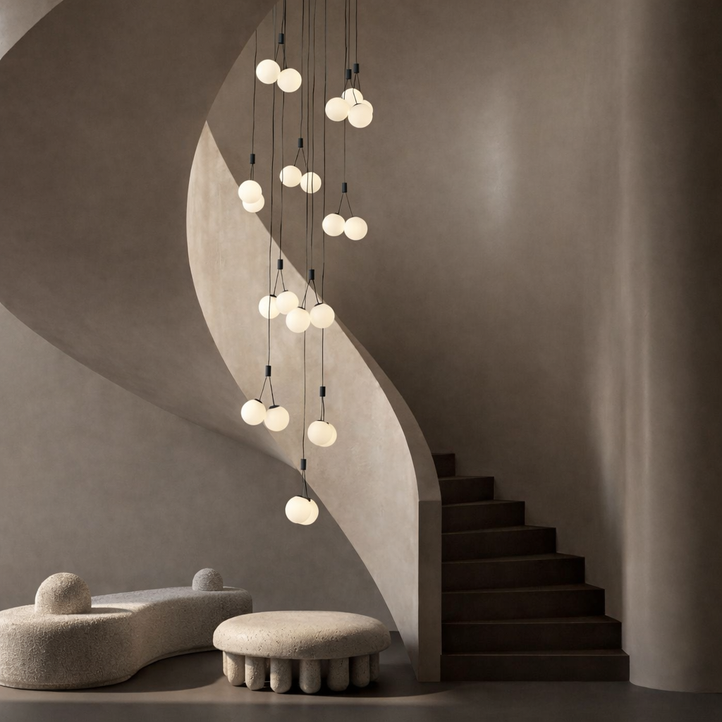 Grand Lustre Sculptural Cascade – Édition Architecturale