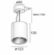 Suspension ALIA 23 – 15W, Downlight architectural cylindrique