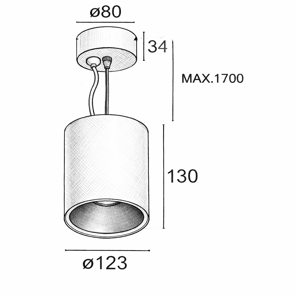 Suspension ALIA 23 – 15W, Downlight architectural cylindrique