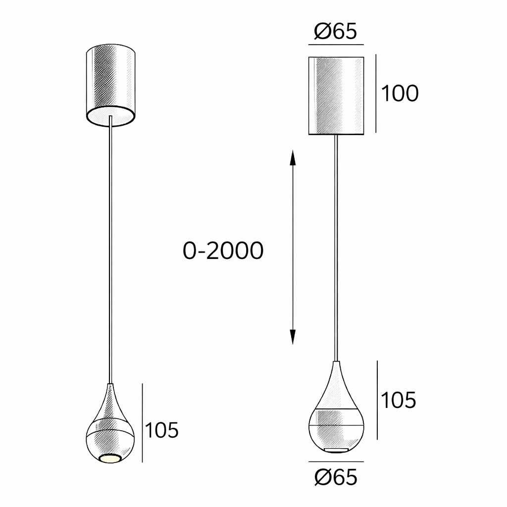 Suspension ALIA 67 – 8W, Plafonniers Goutte en suspension