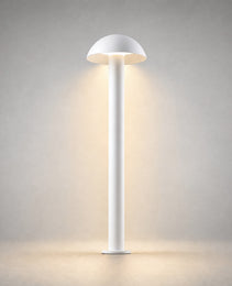 white matte finish low voltage outdoor bollard light with dome canopy