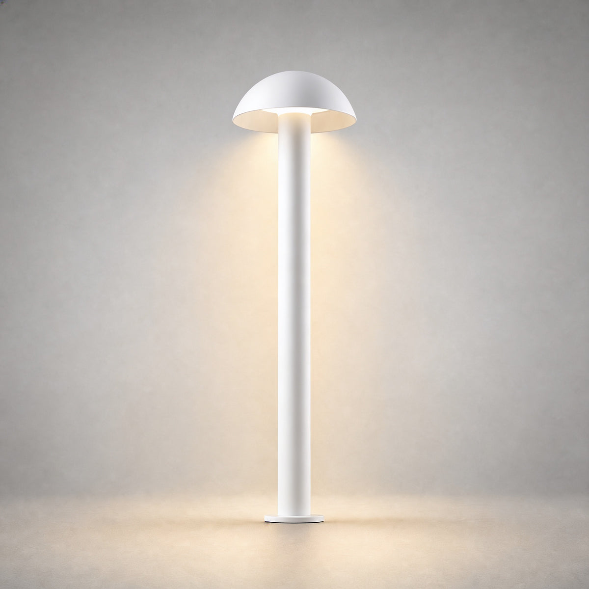 white matte finish low voltage outdoor bollard light with dome canopy