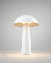 glossy white mushroom outdoor ground light with cream interior LED