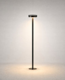 Black matte finish DC24V bollard light with cylindrical pole and flat top for outdoor architectural landscape lighting