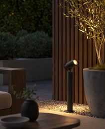 Black matte finish architectural bollard lamp for modern exterior walls