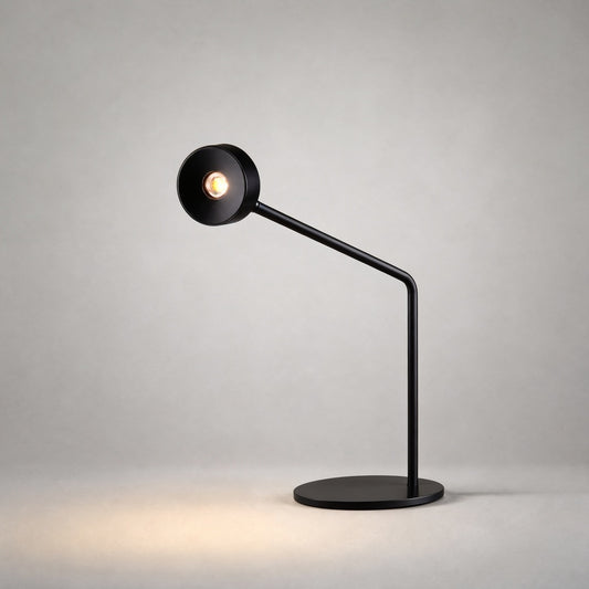 Black matte-finish projector sunset lamp with flexible arm and warm light