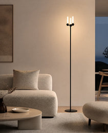 Black matte Mobile PRIME 0012 floor lamp with three cylindrical lights in modern living room