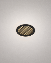 black matte honeycomb grille recessed GU10 module emitting warm diffused light