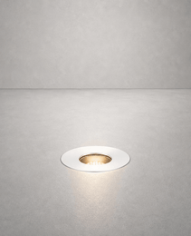 DECK PRIME 1168 flush-mount outdoor ground light in matte white with warm LED glow
