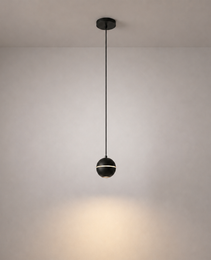 Suspensions - ZOOM PRIME 0055 - Lustre sphérique encastré noir pour restaurant, suspension lumineuse - IP20