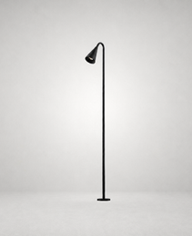 Black matte finish LED garden spike light isolated on gray background