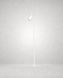 White minimalist LED garden piquet light with adjustable conical head