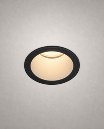 Matte black recessed ceiling light IP65 flush mount with warm white LED glow