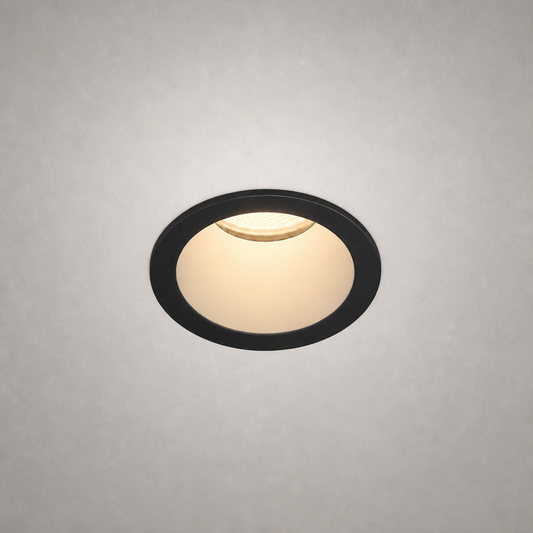 Matte black recessed ceiling light IP65 flush mount with warm white LED glow