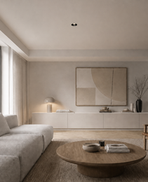 Matte black adjustable recessed ceiling light MAXI PRIME 1766 in modern living room with warm white glow