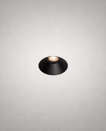 Close-up matte black conical recessed spotlight MAXI PRIME 1766 with circular trim and warm LED