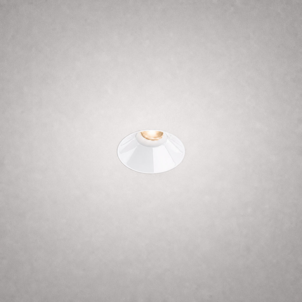 White ribbed interior recessed ceiling spotlight MAXI PRIME 1766 with conical reflector and warm light