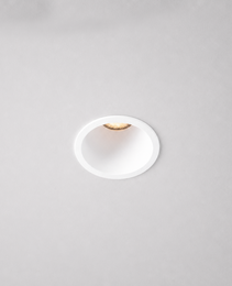 White flush-mount anti-glare recessed LED spotlight with beveled trim