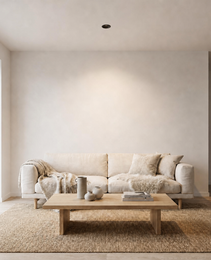 Anti-glare recessed ceiling light creating even residential wall illumination without glare