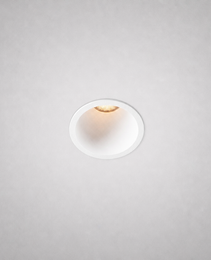 White matte finish recessed ceiling light MOON PRIME 1835 with warm LED glow