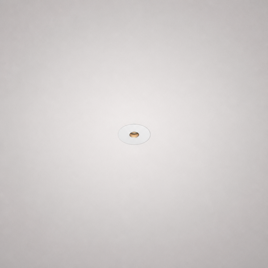 White matte recessed ceiling light VERO PRIME 1845 anti-glare with gold center