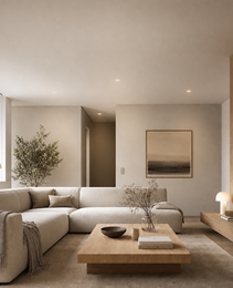 Vero Prime 1847 borderless recessed ceiling lights in modern living room with warm ambient glow