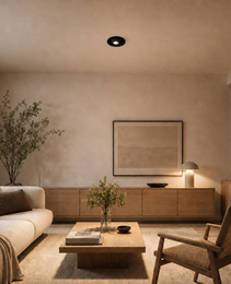 VERO PRIME 1850 black recessed light installed in modern living room for seamless architectural integration