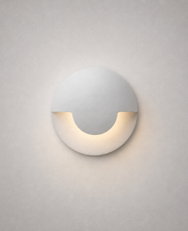 off-white matte finish recessed architectural step light with clean half-moon design