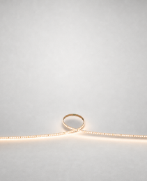 Ultra-thin warm white LED strip light 9.6W CRI80 with flexible PCB and adhesive backing