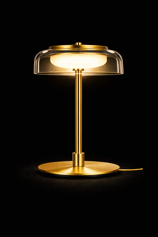 Lampe de Table BRUSHED Golden – Élégance Minimaliste, Lumière Sculptée