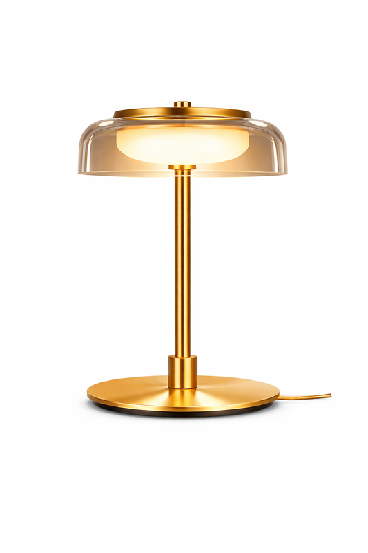 Lampe de Table BRUSHED Golden – Élégance Minimaliste, Lumière Sculptée
