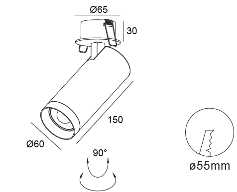Spot semi-encastré Orientable OLIA 1137 – Puissance, précision et élégance