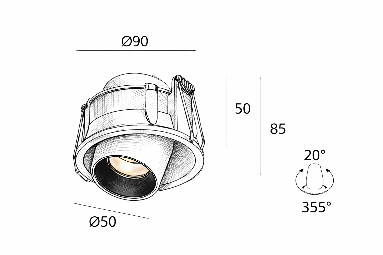Spot Encastré Orientable OLIA 1057 – 13W, 1200 lm, design discret et haute performance