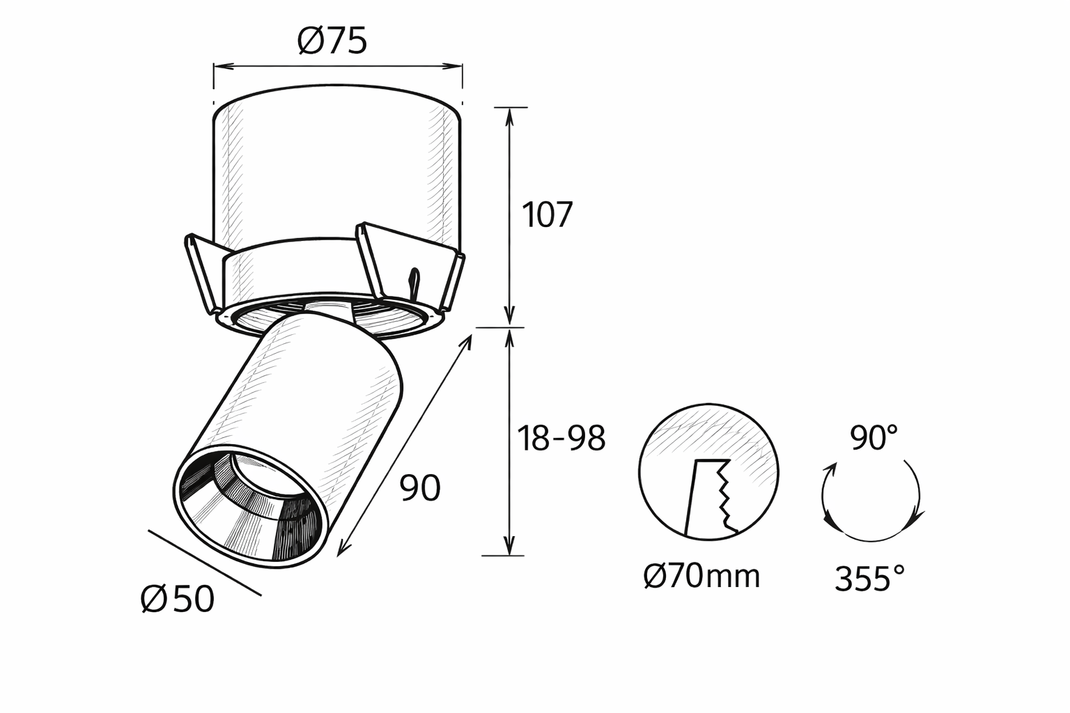 Spot encastré Orientable OLIA 1257 – Élégance discrète et performance lumineuse