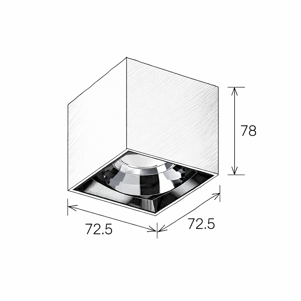 POLY 2 – Spot carré apparent Plafonnier 12W