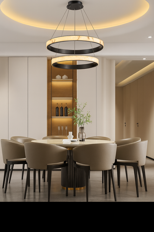 Suspension Alabaster Halo – L’Alliance Parfaite du Raffinement et de la Lumière